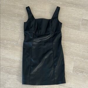 Women's Vegan Leather Square Neck Mini Dress